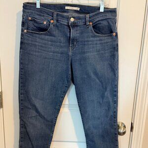 Levis Boyfriend medium-dark wash jeans.